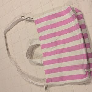 BAGGU Horizontal Zip Duck Bag in Pink Awning Stripe